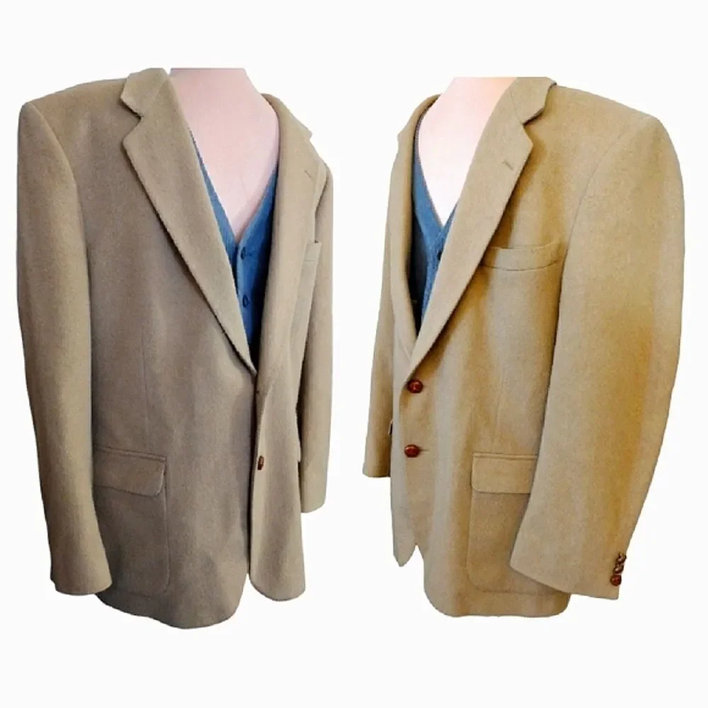 VTG 90s Bergren's Tacoma‎ Beige Camel Hair Blend Sport Coat Blazer SZ 42R